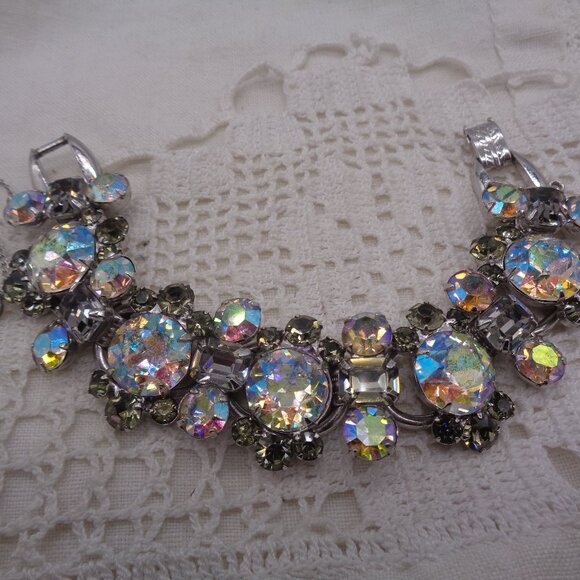 Vintage JULIANA D&E AB Headlight & Gray Rhinestone BRACELET 5 Link - Picture 1 of 5